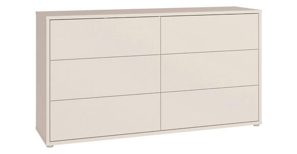 KOMMODE , 155/83/42 cm, 6 Schublade(n)  - Sandfarben/Silberfarben, Trend, Holzwerkstoff/Kunststoff (155/83/42cm) - Carryhome