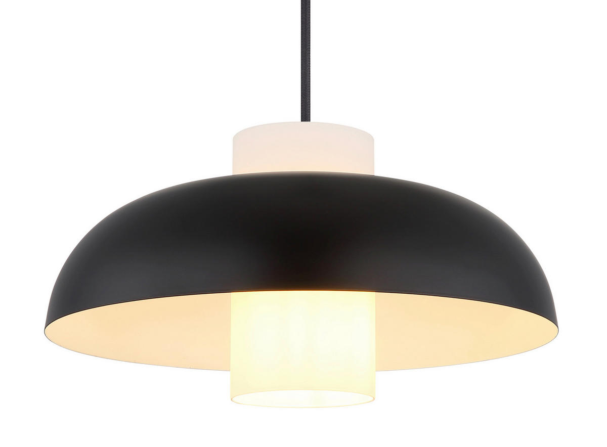 HÄNGELEUCHTE 38/120 cm    - Weiss/Schwarz, Trend, Glas/Textil (38/120cm) - Globo