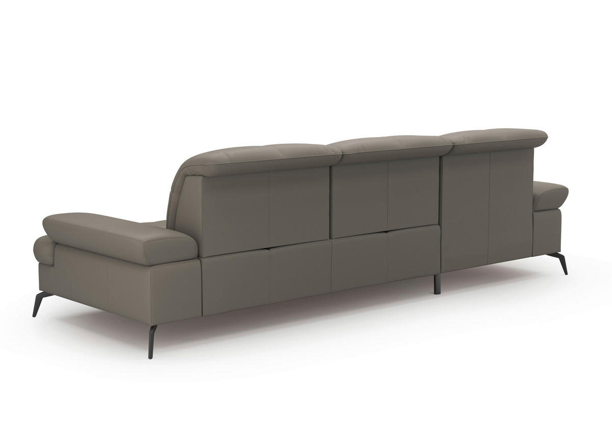 ECKSOFA in Echtleder Grau  - Schwarz/Grau, Konventionell, Leder/Metall (185/279cm) - Sit & More
