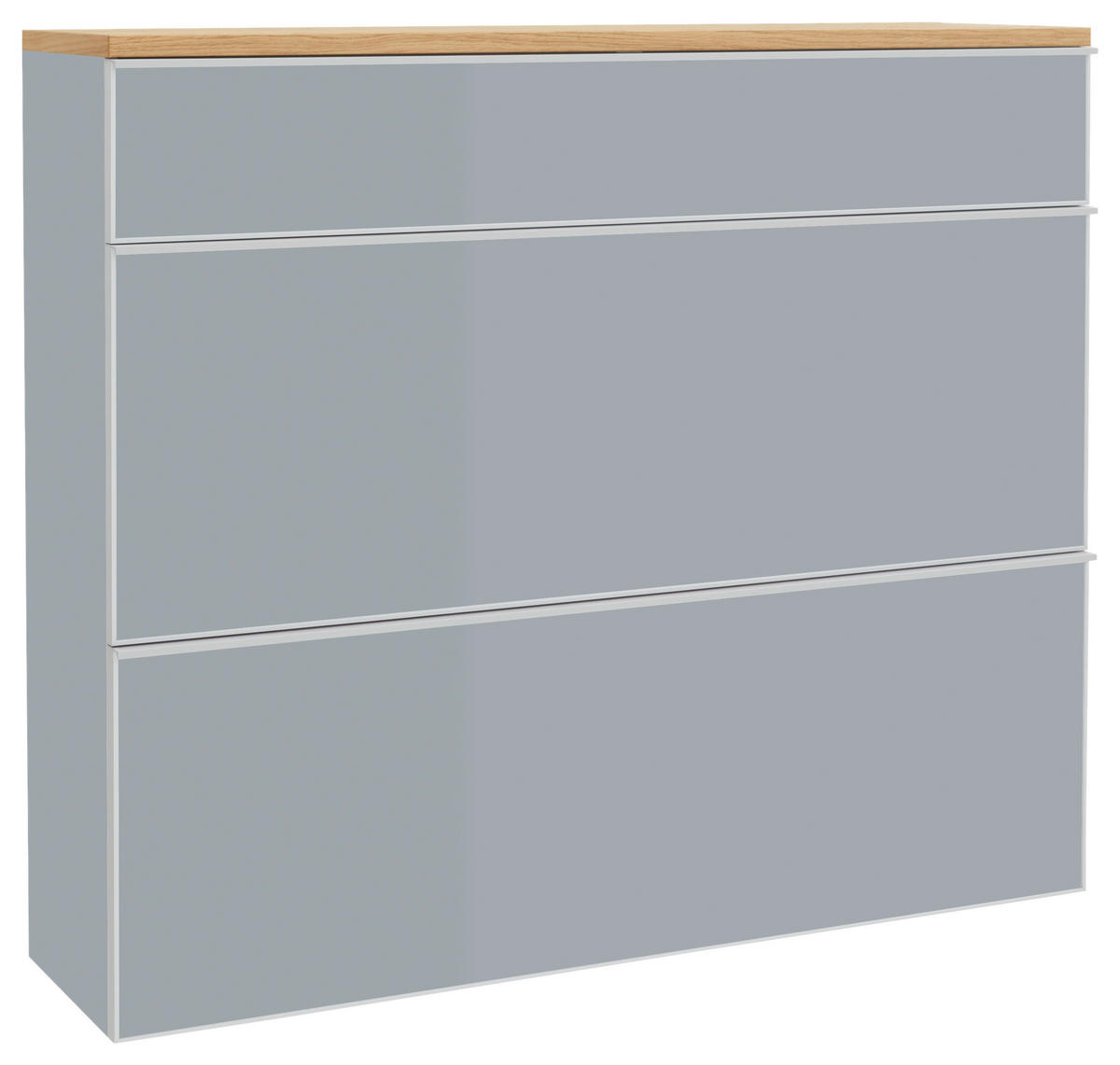 OMARA Z LOPUTAMI ZA ČEVLJE furnirano siva, barve hrasta - srebrne barve/siva, Design, kovina/steklo (120/102/31cm) - Novel