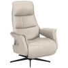 RELAXSESSEL Echtleder    - Creme/Schwarz, Design, Leder/Metall (74/105/83cm) - Welnova