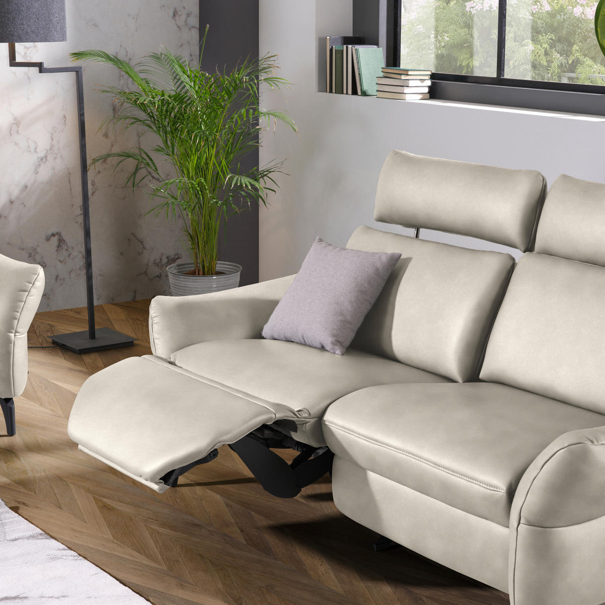 2-SITZER-SOFA in Leder Ecru  - Ecru/Anthrazit, Design, Leder/Metall (187/92/97cm) - Himolla Komfortklass