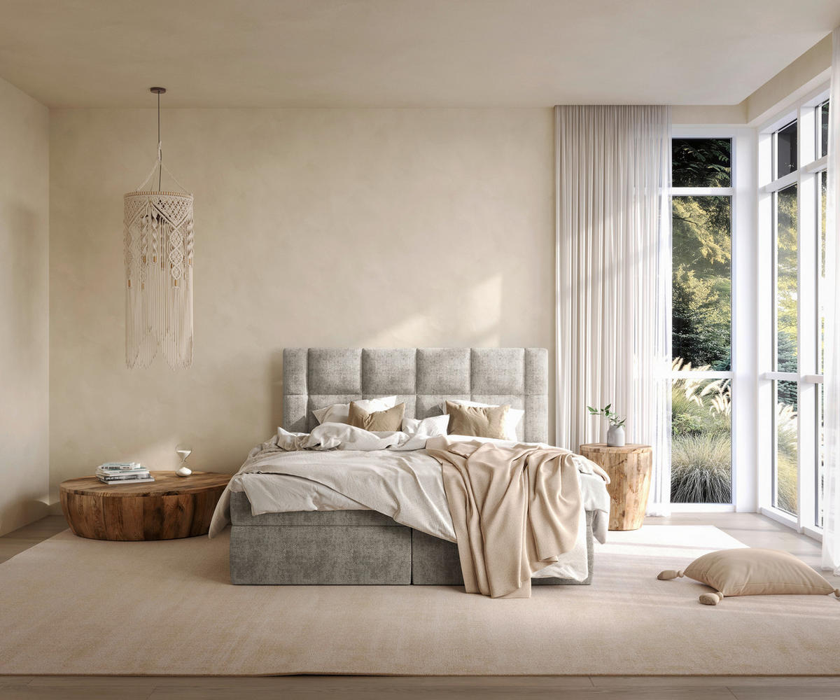 BOXBETT 180/200 cm  in Taupe  - Taupe/Schwarz, MODERN, Holz/Holzwerkstoff (180/200cm) - Boxxx