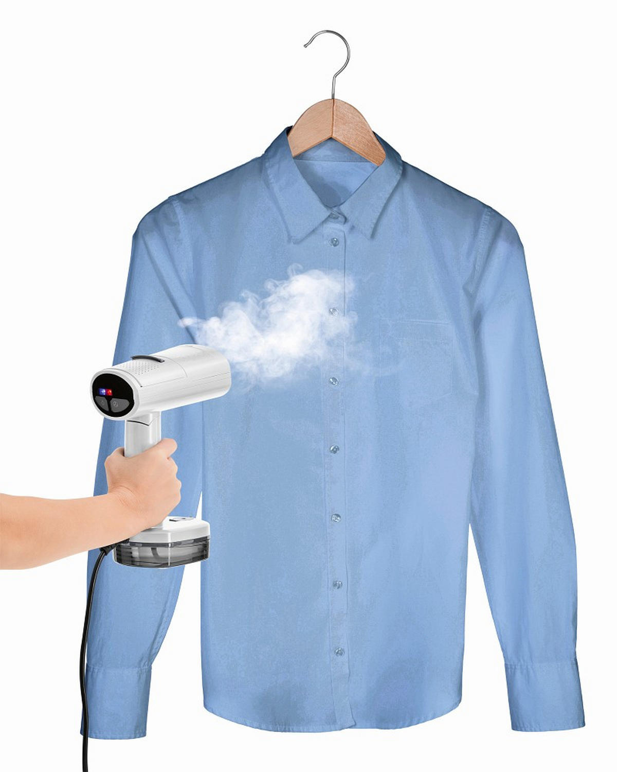 DAMPFBÜRSTE CLEANmaxx  - Weiß, Basics, Kunststoff (24,5/11/14,5cm) - CLEANMAXX