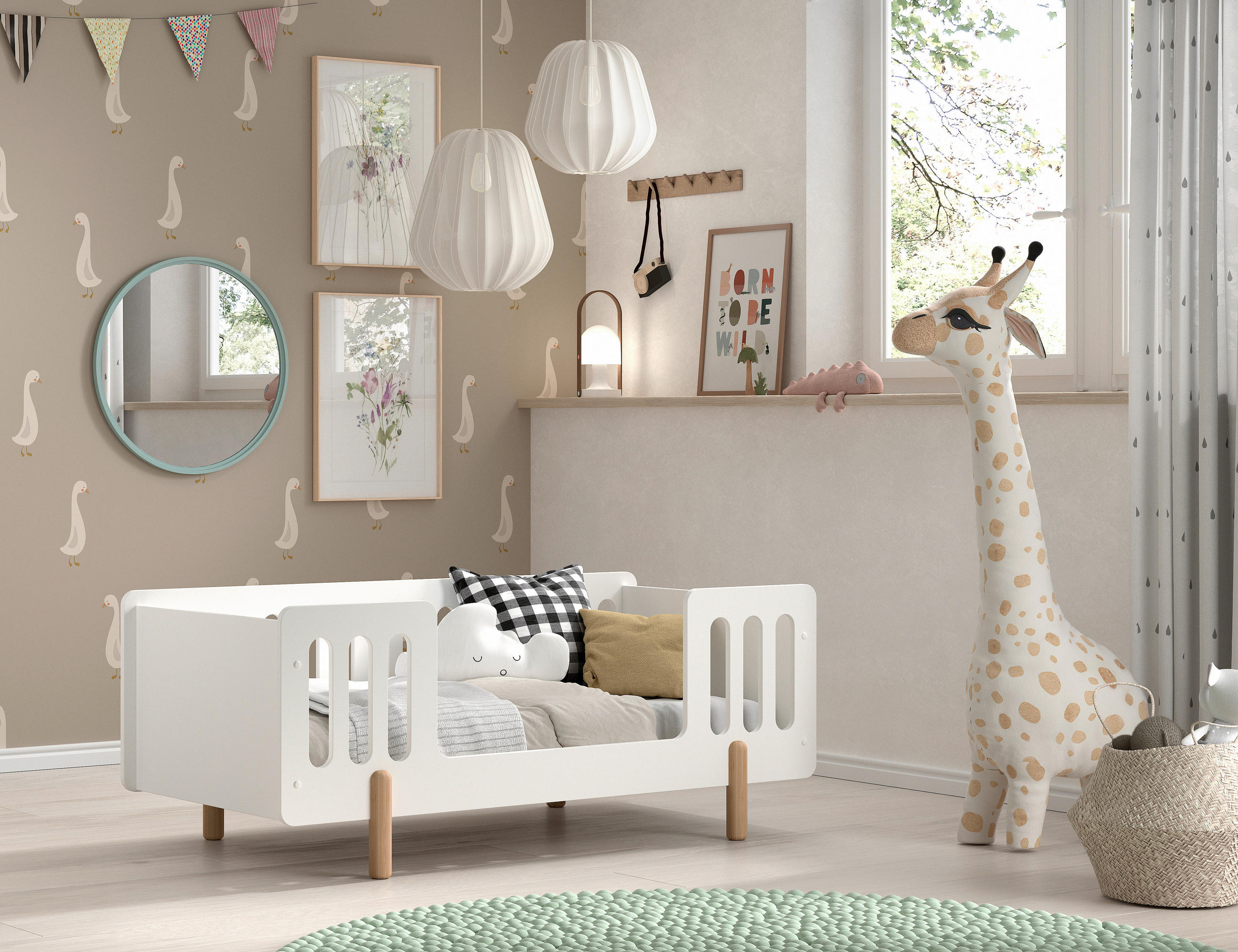 KINDER-/JUNIORBETT - Naturfarben/Weiß, MODERN, Holz/Holzwerkstoff (70/140cm) - MID.YOU