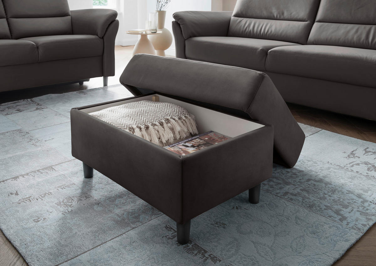 HOCKER in Textil Anthrazit  - Anthrazit/Schwarz, Modern, Holz/Textil (76/46/55cm) - Livetastic