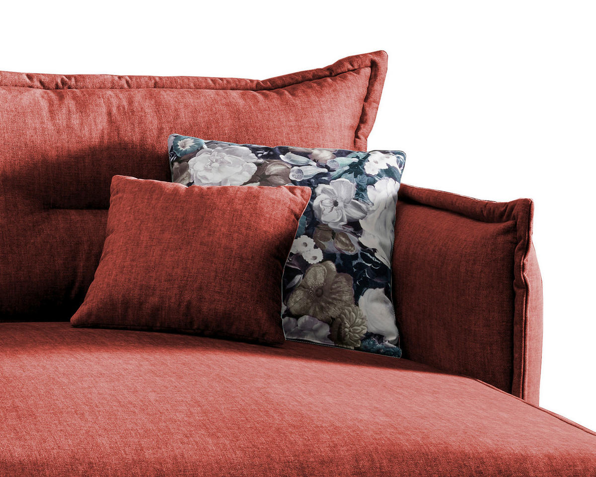 ECKSOFA in Velours Koralle  - Türkis/Koralle, Modern, Textil/Metall (255/180cm) - Livetastic