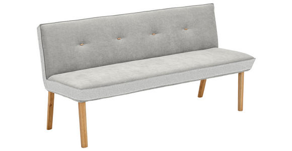 SITZBANK 180/88/63 cm Webstoff, Mikrofaser Grau Eiche vollmassiv - Eichefarben/Grau, Design, Holz/Textil (180/88/63cm) - Linea Natura