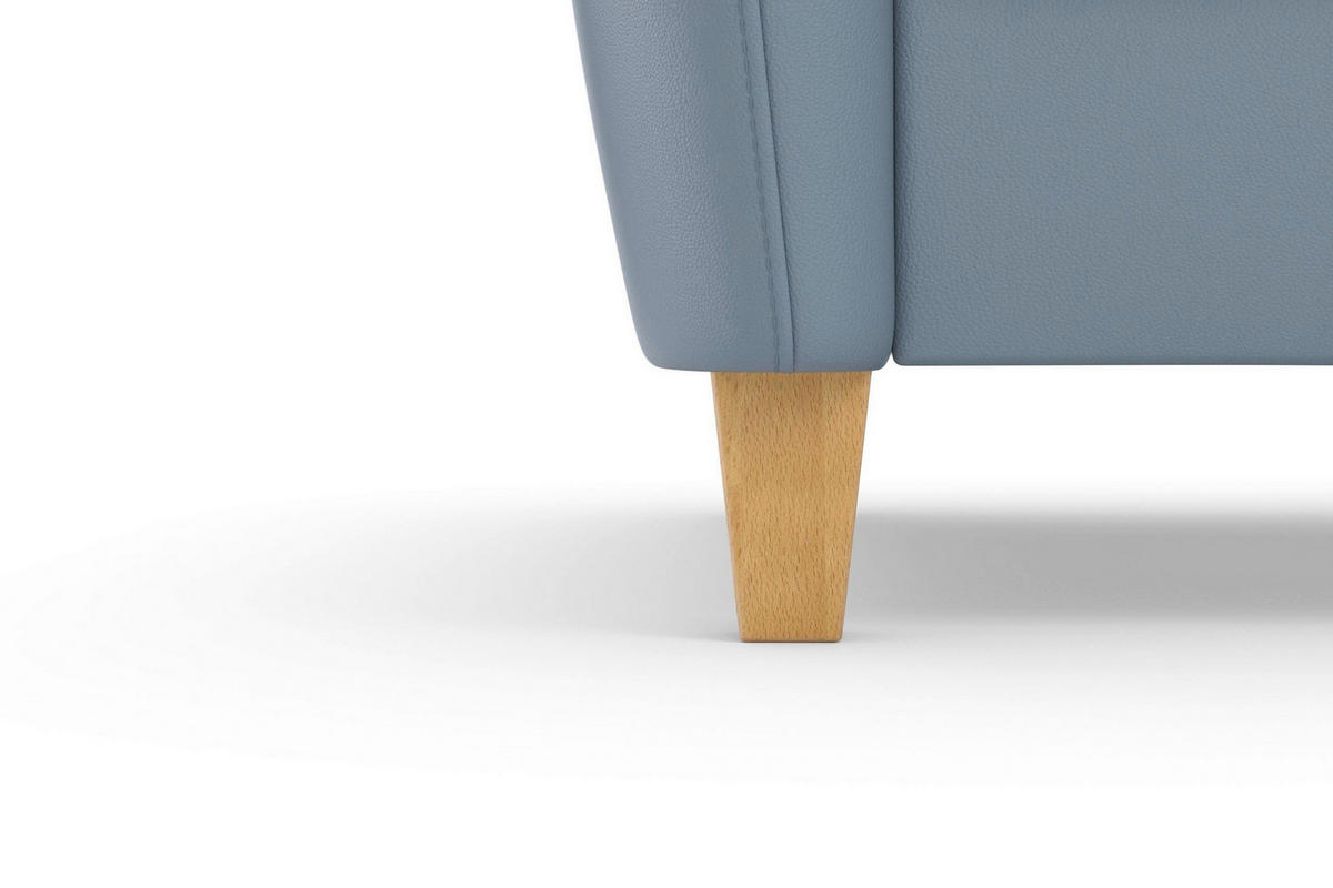 ECKSOFA PALMERA E in Echtleder Graublau  236/212 cm  - Graublau/Eichefarben, Basics, Leder/Holz (236/212cm) - Sit & More