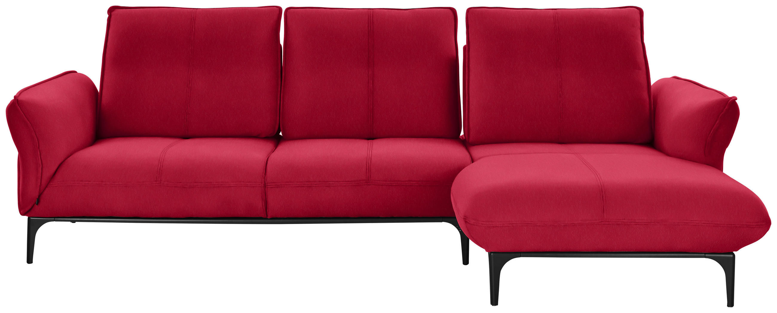 ECKSOFA in Echtleder Rot  - Rot/Schwarz, Natur, Leder (277/182cm) - Valnatura