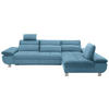 ECKSOFA Hellblau Webstoff  - Chromfarben/Hellblau, Design, Textil/Metall (310/203cm) - Xora