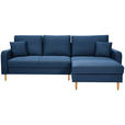 ECKSOFA in Flachgewebe Dunkelblau - Eiche Wotan/Dunkelblau, KONVENTIONELL, Holz/Textil (255/157cm) - Carryhome