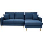 ECKSOFA in Flachgewebe Dunkelblau  - Eiche Wotan/Dunkelblau, KONVENTIONELL, Holz/Textil (255/157cm) - Carryhome
