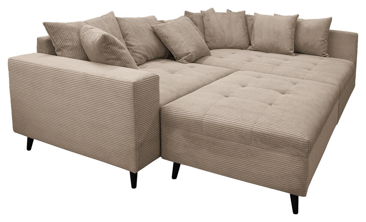 KUTNA GARNITURA tekstil  svijetlo smeđa   - svijetlo smeđa/crna, Design, tekstil/drvo (247/174cm) - MID.YOU