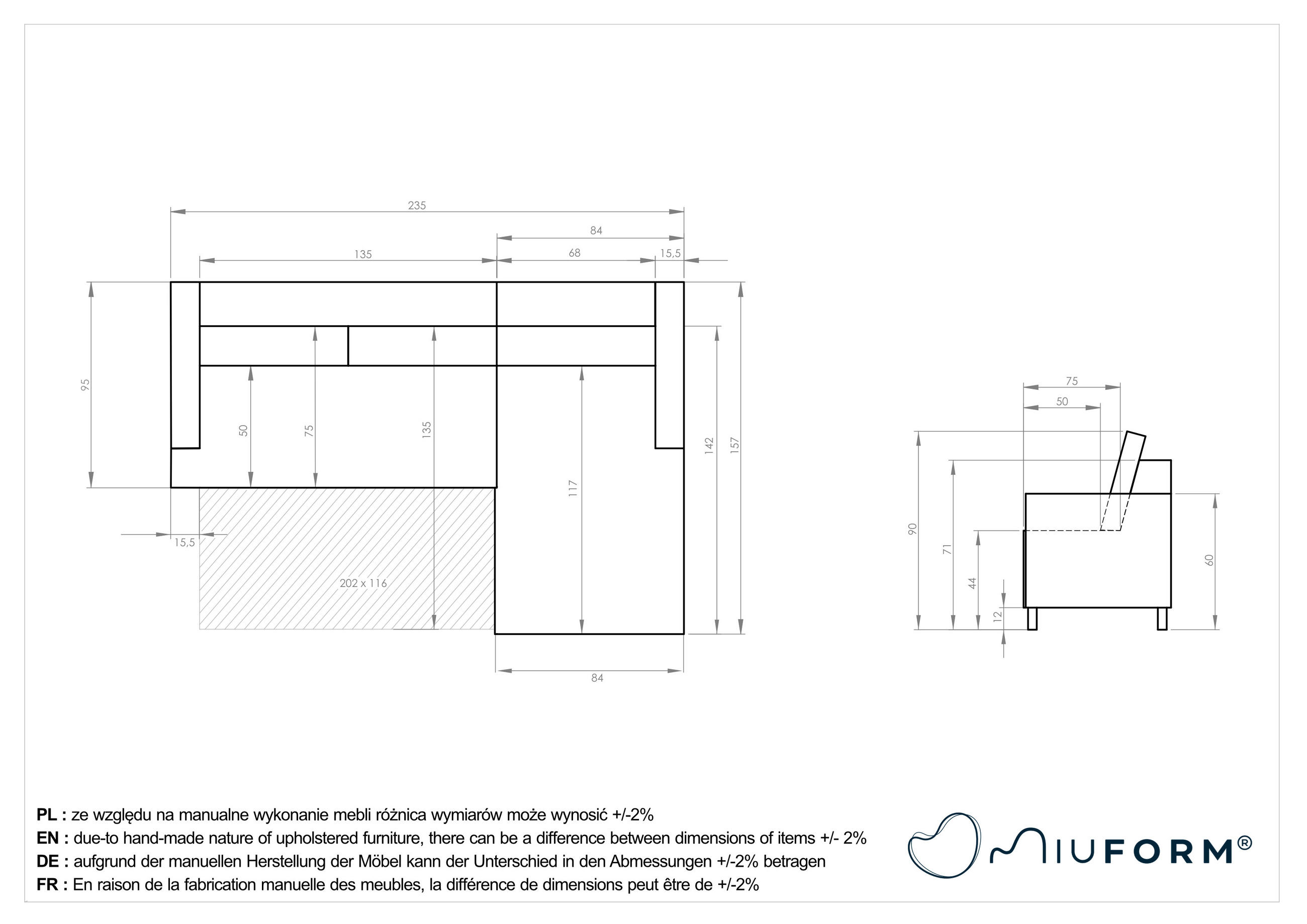 Thumbnail - Mid.you Ecksofa, Dunkelgrau, Textil, Eiche, Uni, 4-Sitzer, Füllung: Schaumstoffflocken,Schaumstoffflocken, Ottomane rech...