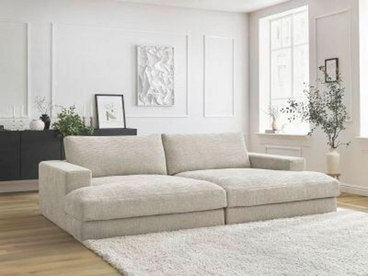 BIGSOFA LEONARD Struktur Beige  - Beige/Schwarz, MODERN, Kunststoff/Textil (274/77/159cm)