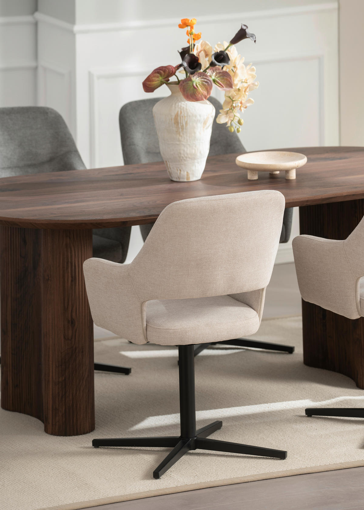 NASLANJAČ, les, kovina, tekstil bež  - črna/bež, Moderno, kovina/tekstil (56/86/63cm) - MID.YOU