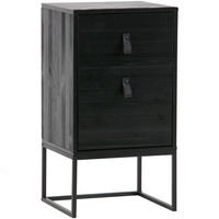 NACHTKÄSTCHEN 74/40/35 cm  in massiv Kiefer Schwarz  - Schwarz, Basics, Holz/Metall (74/40/35cm) - MID.YOU