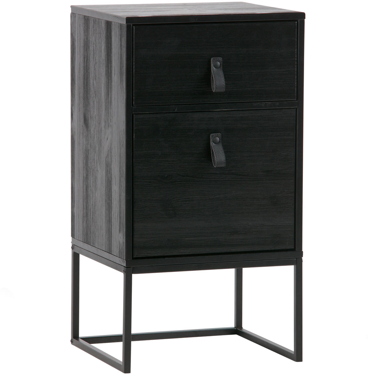 NACHTKÄSTCHEN 74/40/35 cm  in massiv Kiefer Schwarz  - Schwarz, Basics, Holz/Metall (74/40/35cm) - MID.YOU