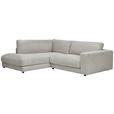 ECKSOFA in Cord Hellgrau  - Hellgrau/Schwarz, Design, Kunststoff/Textil (224/265cm) - Hom`in