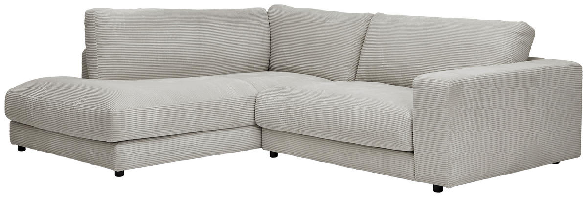 ECKSOFA in Cord Hellgrau  - Hellgrau/Schwarz, Design, Kunststoff/Textil (224/265cm) - Hom`in