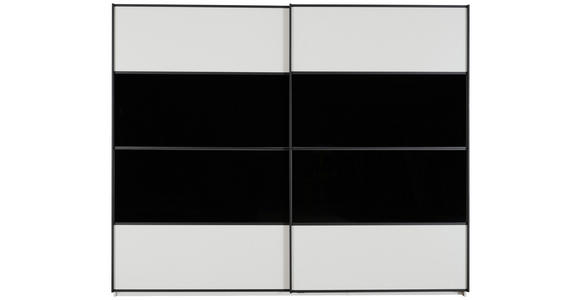 SCHWEBETÜRENSCHRANK in Schwarz, Weiß - Schwarz/Weiß, Design, Glas/Holzwerkstoff (320/235/68cm) - Cantus