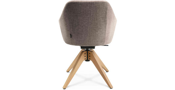 ARMLEHNSTUHL in Velours - Ecru/Eichefarben, Design, Holz/Textil (58/82,5-85,2/60cm) - Johann Jakob