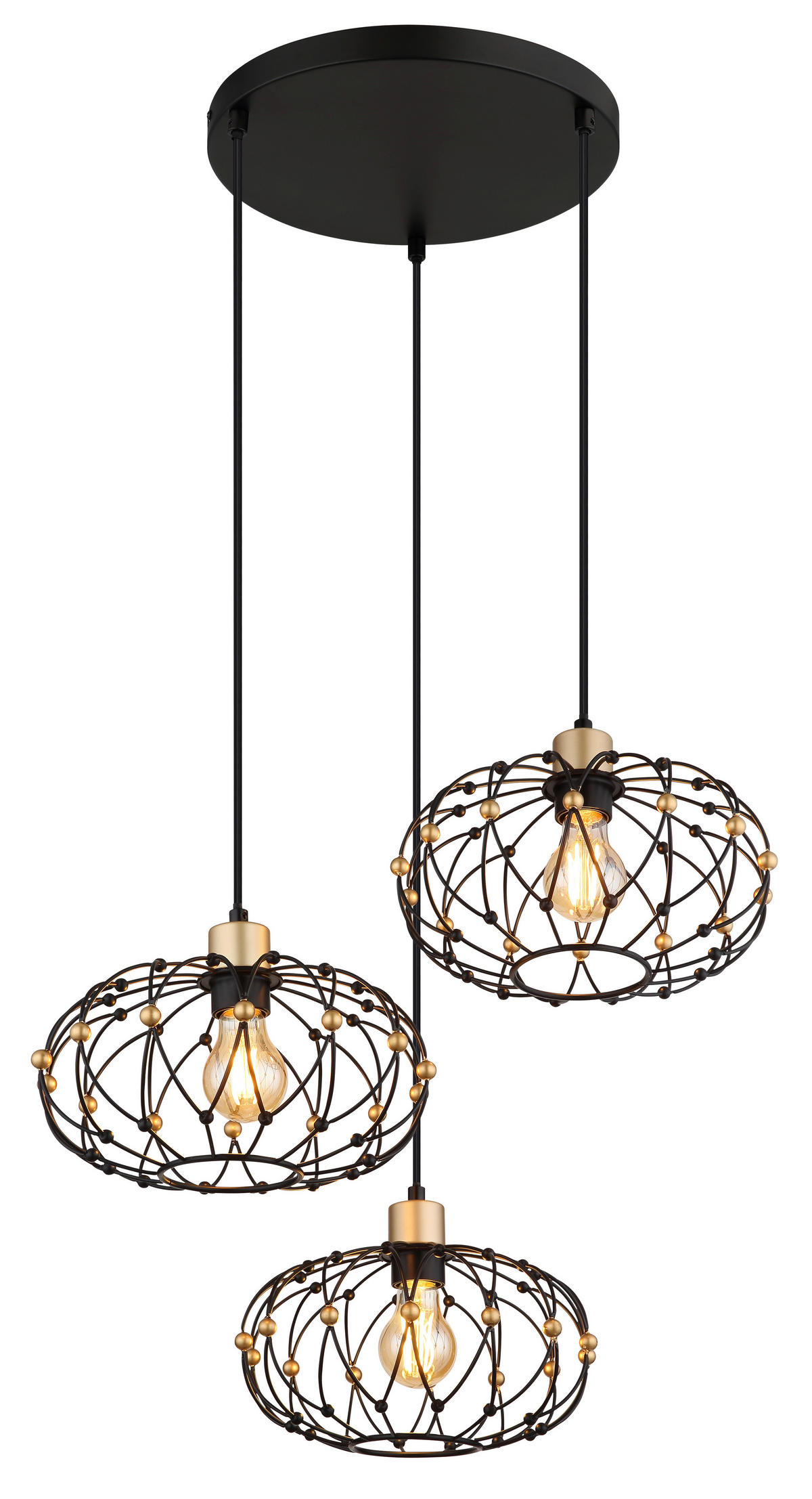 HÄNGELEUCHTE 54,9/150 cm    - Goldfarben/Schwarz, Design, Kunststoff/Metall (54,9/150cm) - Globo