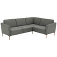 ECKSOFA  in Flachgewebe Graugrün  238/186 cm  - Eichefarben/Graugrün, Design, Holz/Textil (238/186cm) - Valnatura