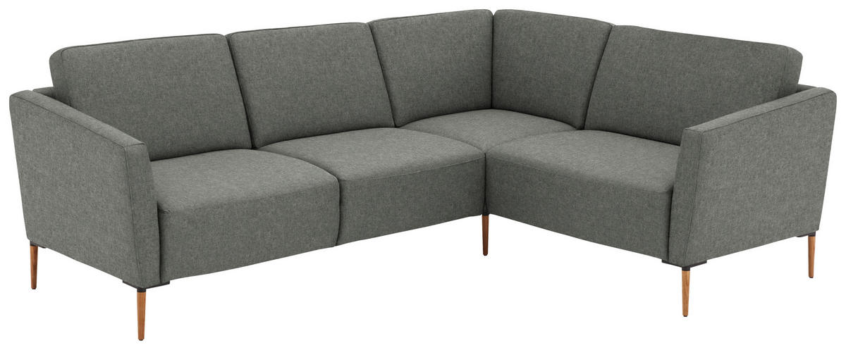 ECKSOFA Flachgewebe Graugrün  - Eichefarben/Graugrün, Design, Holz/Textil (238/186cm) - Valnatura