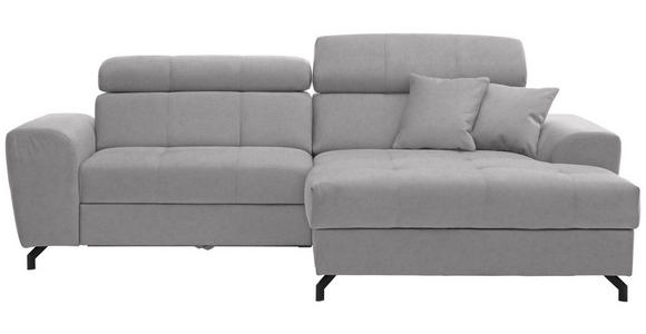 ECKSOFA  in Velours Hellgrau  267/181 cm  - Hellgrau/Schwarz, Design, Textil/Metall (267/181cm) - Carryhome