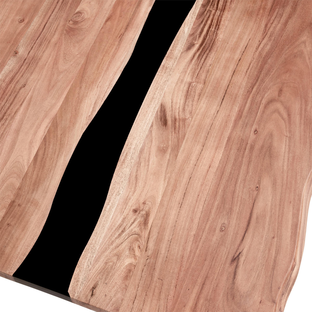 ESSTISCH in Metall, Holz   - Schwarz/Akaziefarben, Modern, Holz/Metall (180/76/90cm) - Livetastic