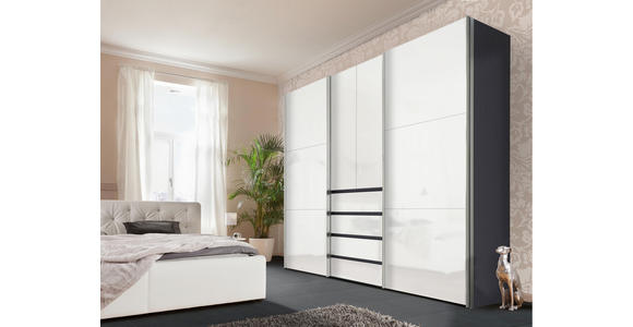 KLEIDERSCHRANK in Graphitfarben, Weiß - Alufarben/Graphitfarben, Design, Holzwerkstoff/Metall (300/236/68cm) - Hom`in