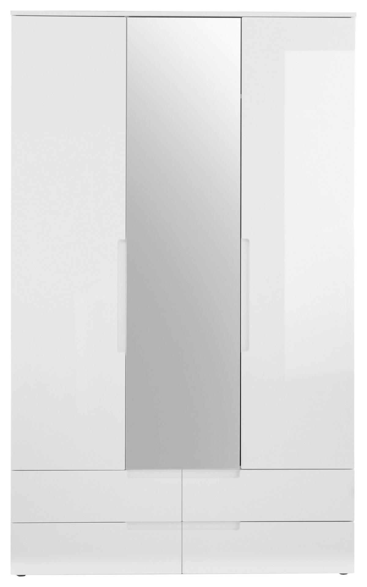 BIELA SKRIŇA SO ZRKADLOM, biela, 126,8/208/57 cm - biela, Modern, kompozitné drevo/sklo (126,8/208/57cm) - MID.YOU