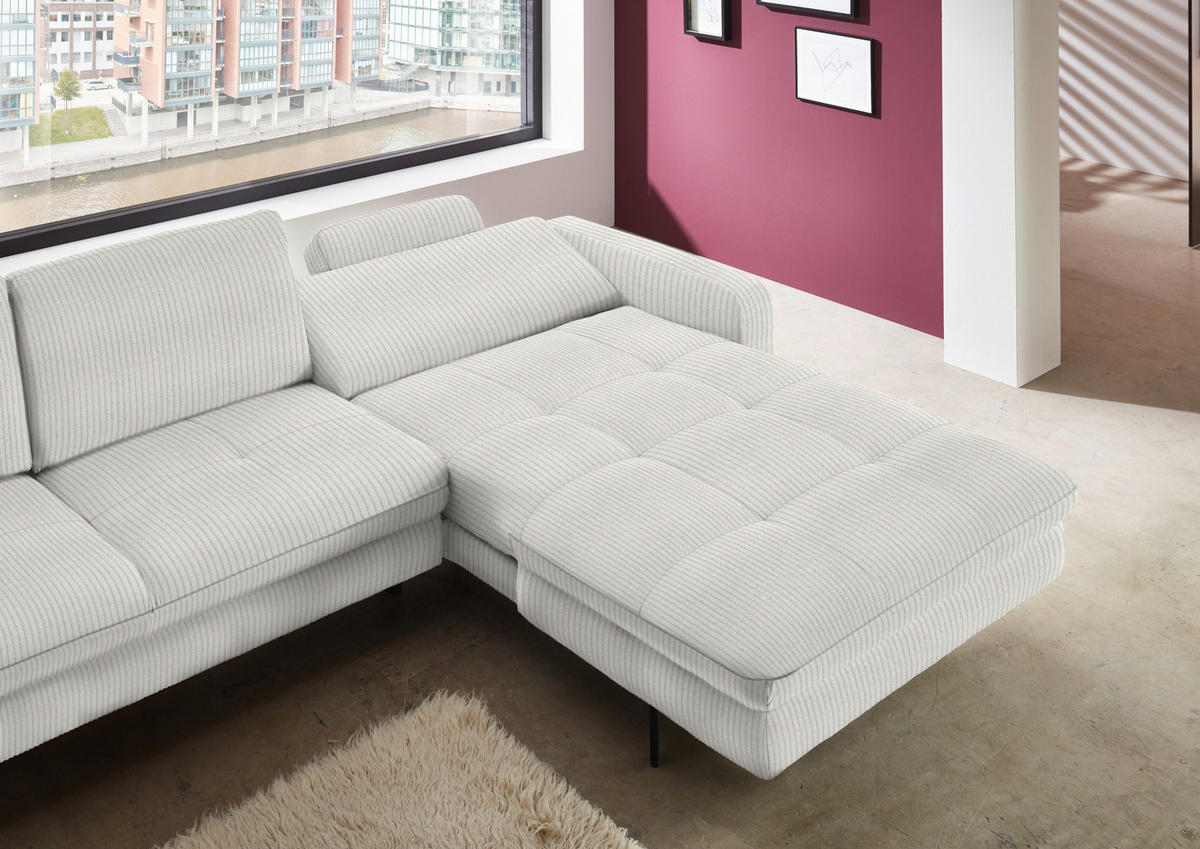 ECKSOFA in Cord Beige  302/178 cm  - Beige/Schwarz, Design, Textil/Metall (302/178cm) - Beldomo Style