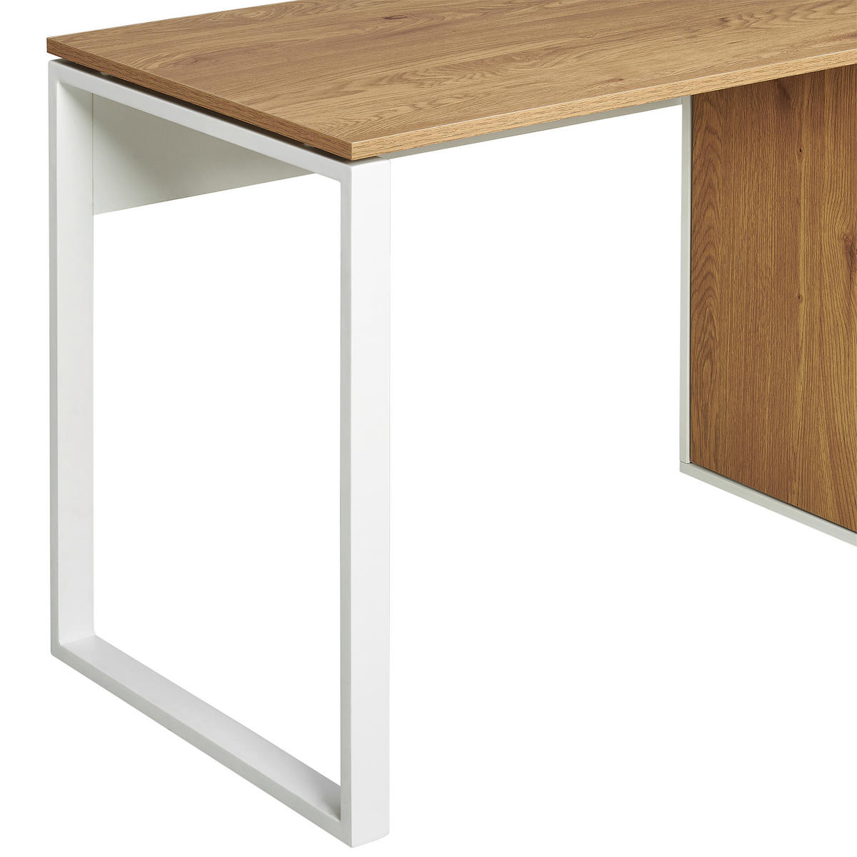 ECKSCHREIBTISCH  Weiß, Eichefarben Stauraum, seitenverkehrt montierbar  - Eichefarben/Weiß, MODERN, Holzwerkstoff/Metall (140/75/118cm) - MID.YOU