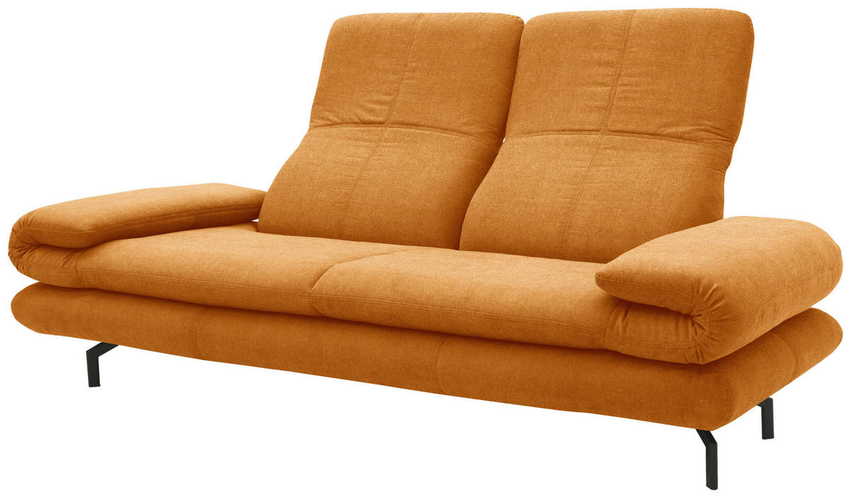 2,5-SITZER mit Funktionen in Webstoff Orange  - Schwarz/Orange, Design, Textil/Metall (224 (284)/83 (110)/98cm) - LOOKS by W.Joop
