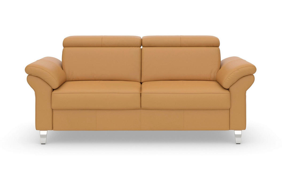 3-SITZER-SOFA ARNGAST E Echtleder Currygelb  - Chromfarben/Currygelb, Basics, Leder/Metall (186/84/93cm) - Sit & More