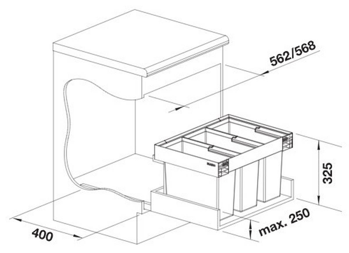 ABFALLSAMMLER 45 L  - Edelstahlfarben/Anthrazit, Basics, Kunststoff/Metall (55/32,5/40cm) - Blanco