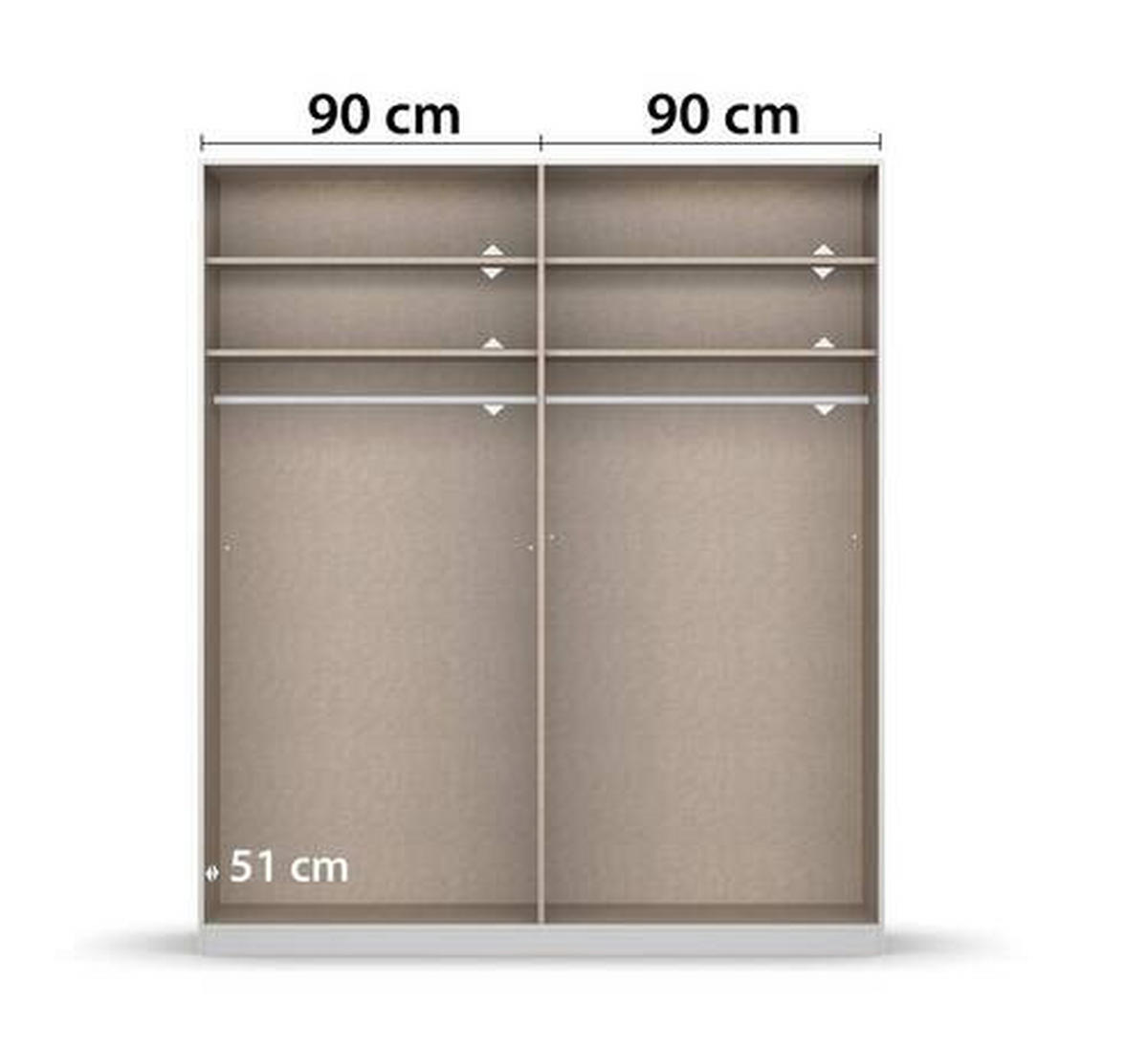 FÜGGESZTETT TOLÓAJTÓS SZEKRÉN fehér  - alumínium színű/fehér, Modern, faalapú anyag/fém (181/230/62cm) - Rauch Möbel