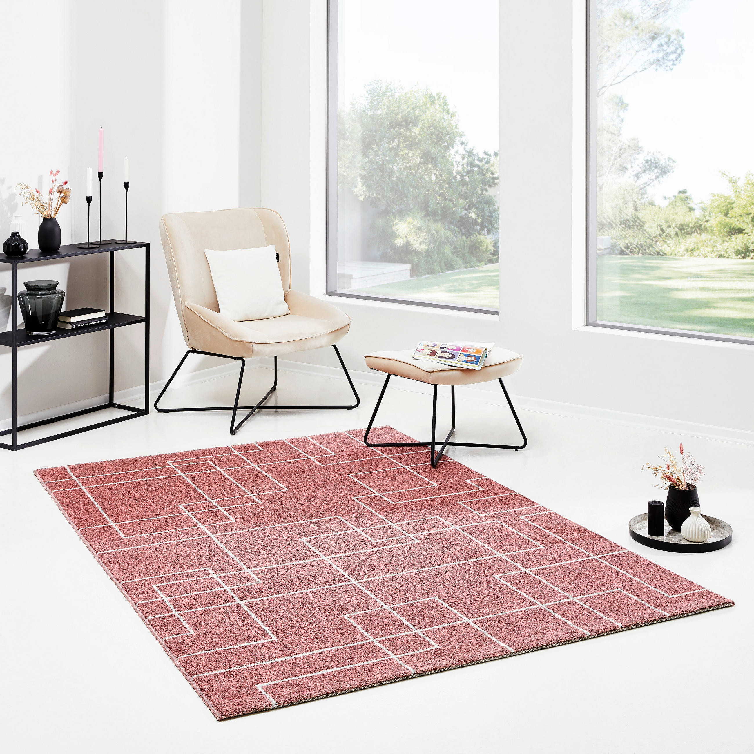 WEBTEPPICH 133/195 cm Rosa  - Rosa, Design, Textil (133/195cm) - Novel