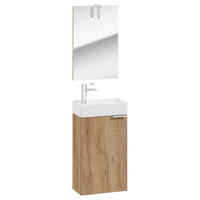 MOBILIER BAIE - alb/culoare lemn stejar, Basics, ceramică/material pe bază de lemn (41/60/20cm) - Carryhome