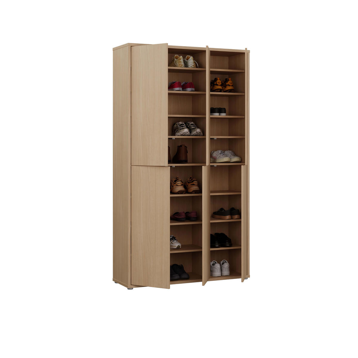 SCHUHSCHRANK Eichefarben  - Eichefarben/Grau, MODERN, Holzwerkstoff/Kunststoff (109,2/191,9/34,9cm) - Carryhome