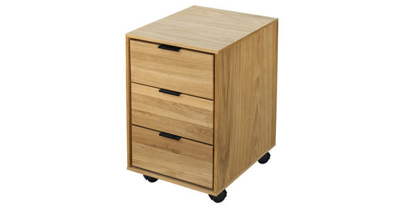 ROLLCONTAINER 38/59/47 cm  - Eichefarben/Schwarz, Natur, Holz/Holzwerkstoff (38/59/47cm) - Linea Natura