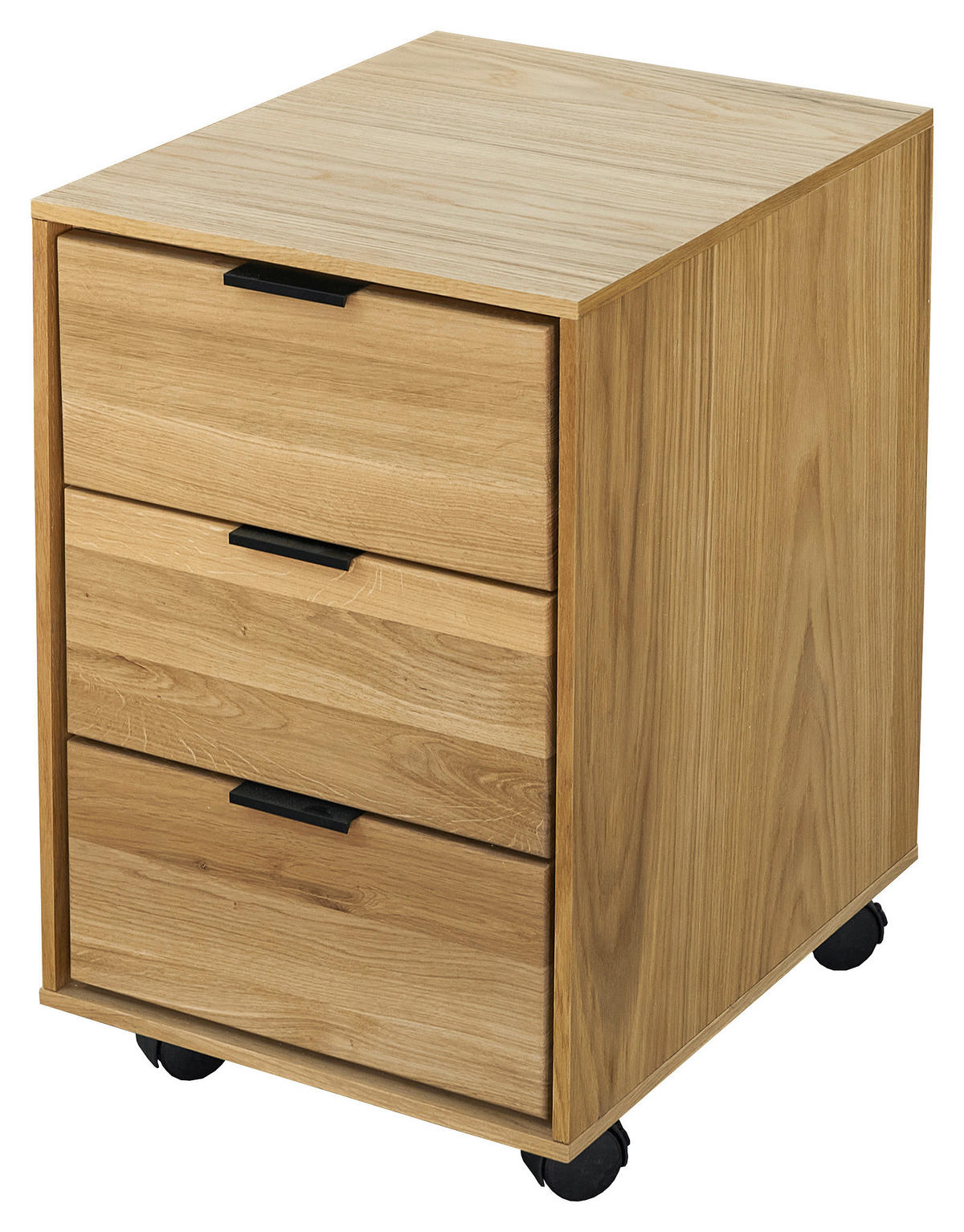 ROLLCONTAINER 38/59/47 cm  - Eichefarben/Schwarz, Natur, Holz/Holzwerkstoff (38/59/47cm) - Linea Natura