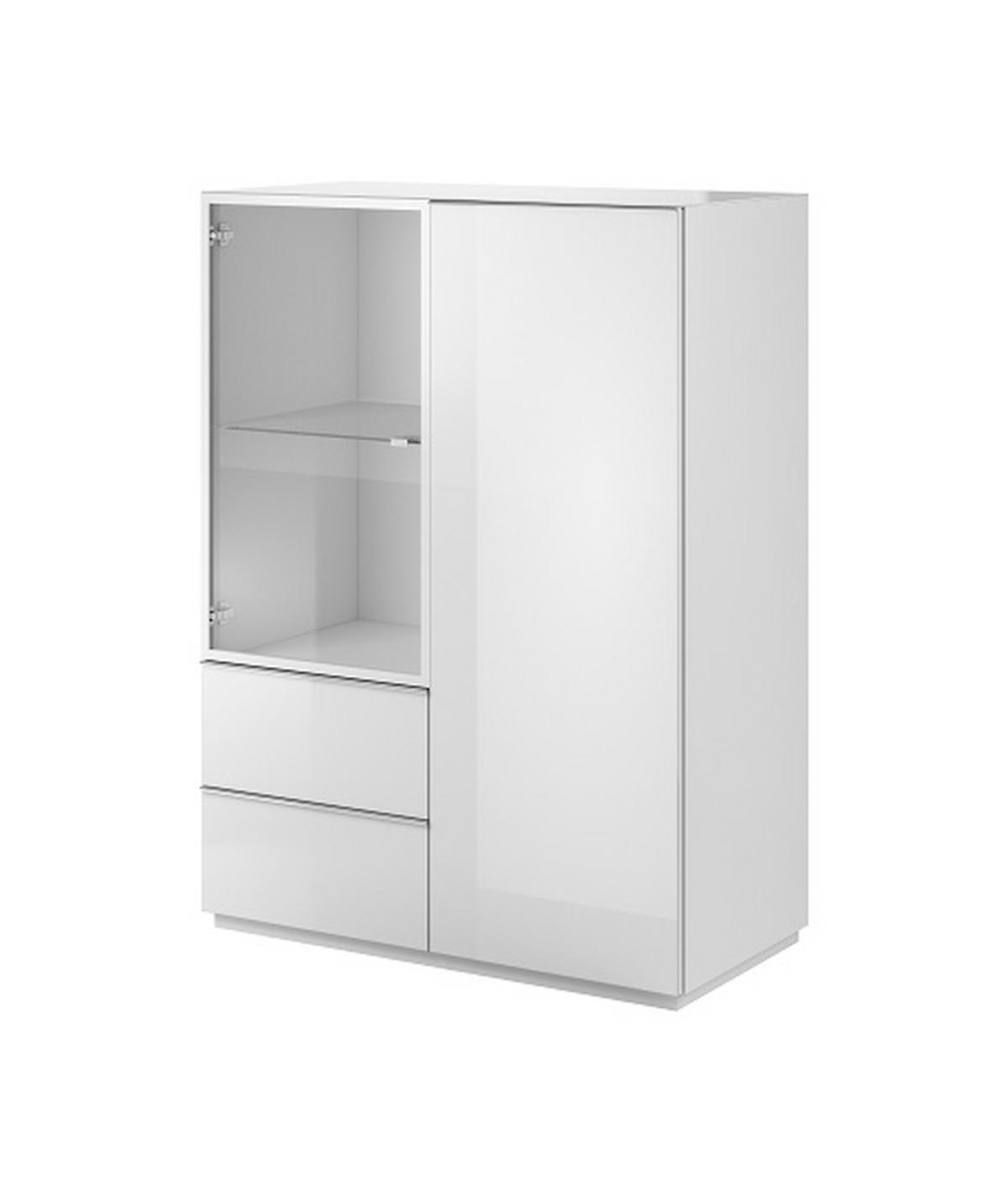 KOMÓD 100/136/48 cm  - fehér, faalapú anyag/Üveg (100/136/48cm) - Venda