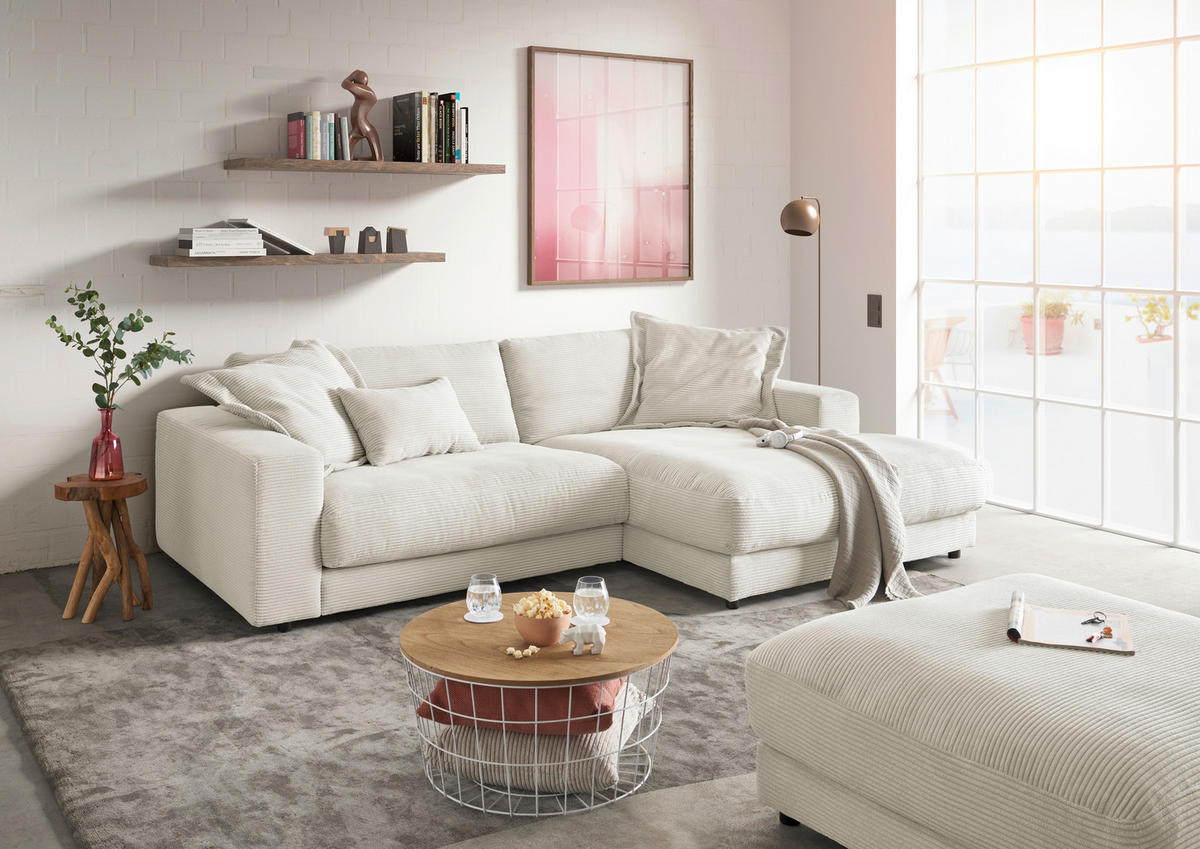 HOCKER in Textil Weiss  - Weiss/Schwarz, Design, Kunststoff/Textil (100/86/100cm) - Lomoco