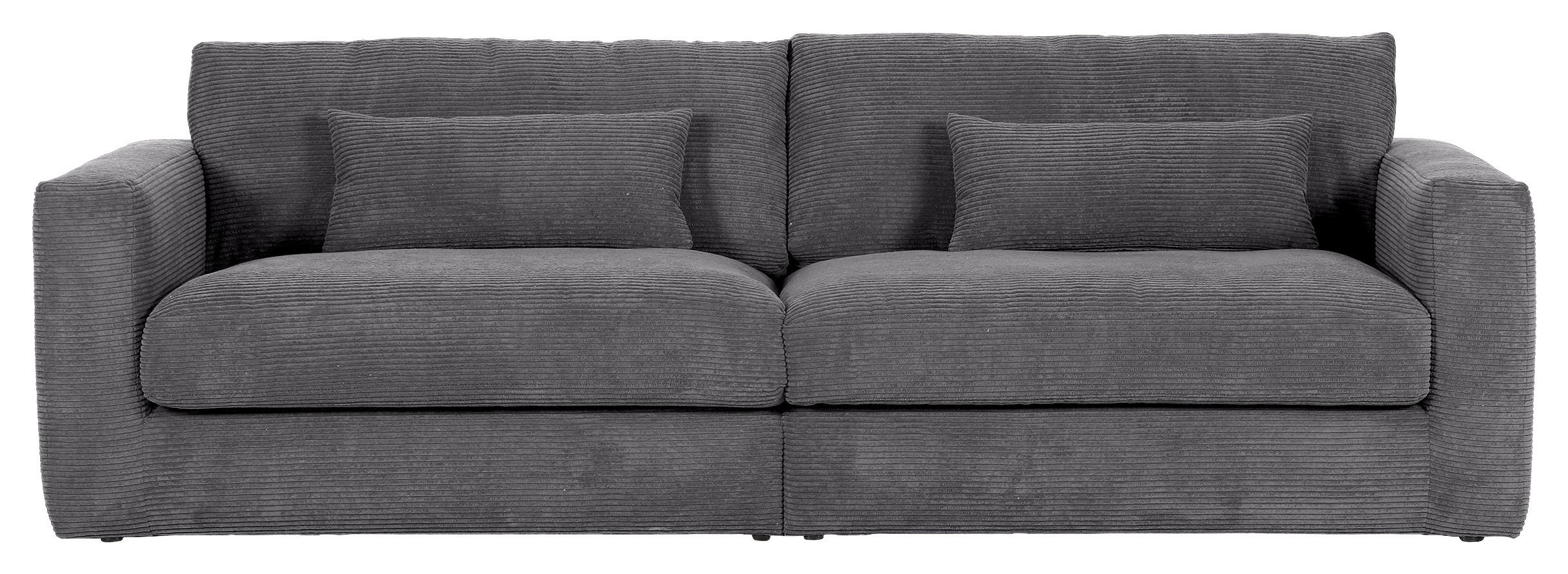 BIGSOFA Cord Dunkelgrau  - Dunkelgrau/Schwarz, KONVENTIONELL, Kunststoff/Textil (260/66/115cm) - Carryhome