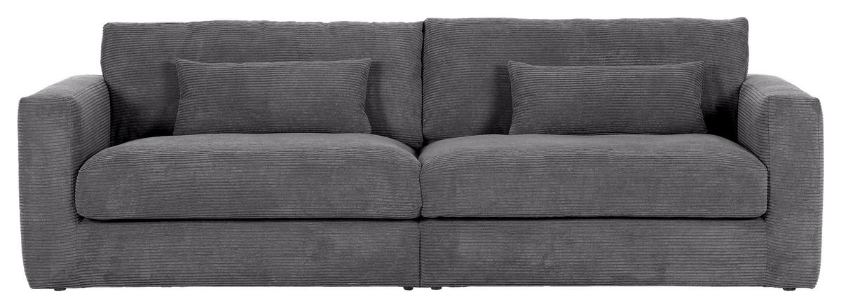 BIGSOFA Cord Dunkelgrau  - Dunkelgrau/Schwarz, KONVENTIONELL, Kunststoff/Textil (260/66/115cm) - Carryhome