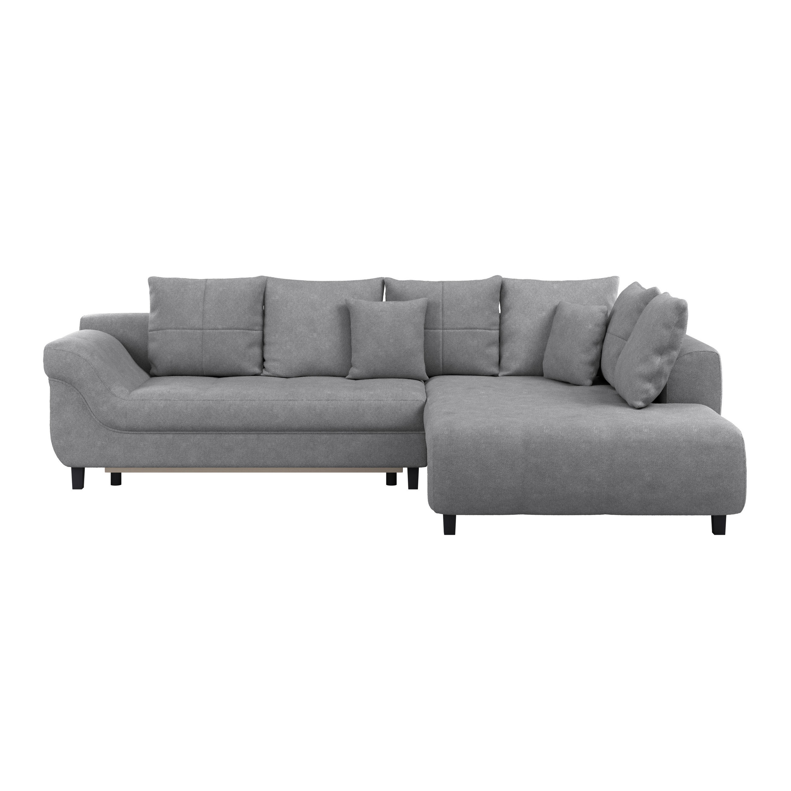 ECKSOFA in Webstoff Grau  - Schwarz/Grau, Design, Holz/Textil (309/197cm) - Livetastic